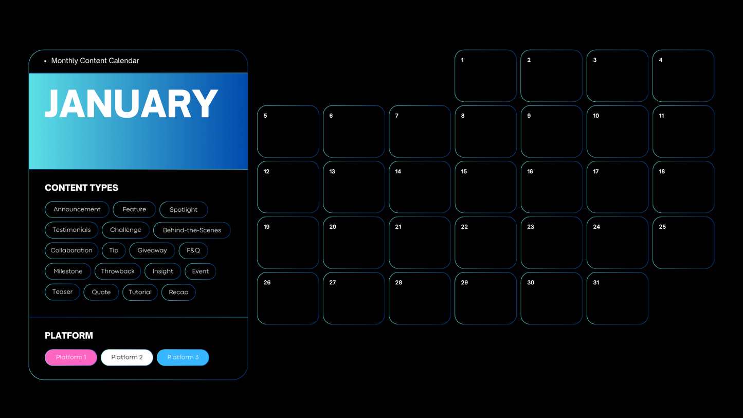 Luxury Content Calendar - Editable Canva Template For Brands & Creators